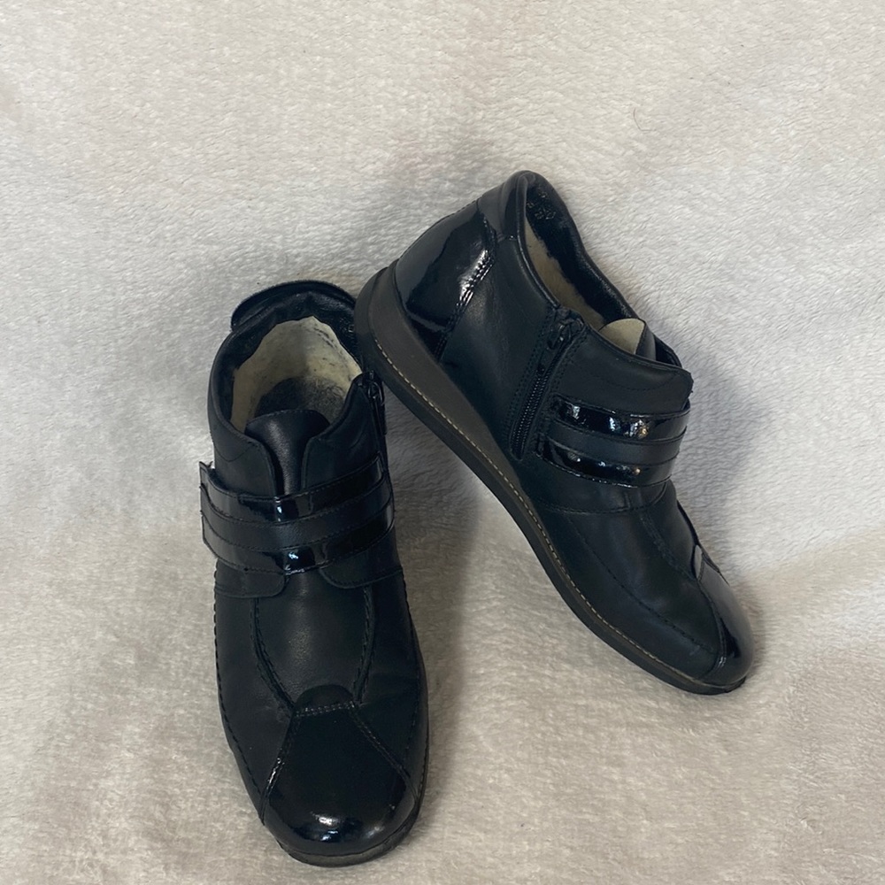 RIEKER BLACK ANKLE BOOTS HOTSELL Shiny Straps size 40